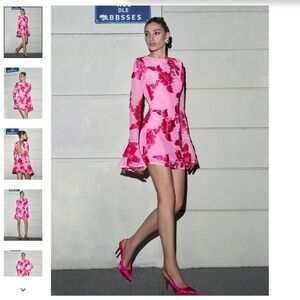 Vibrant Pink Floral Mini Dress